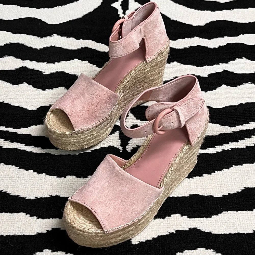 Marc Fisher Alida Espadrille Wedge Sandals In Light Pink Size 7.5 - Picture 6 of 16